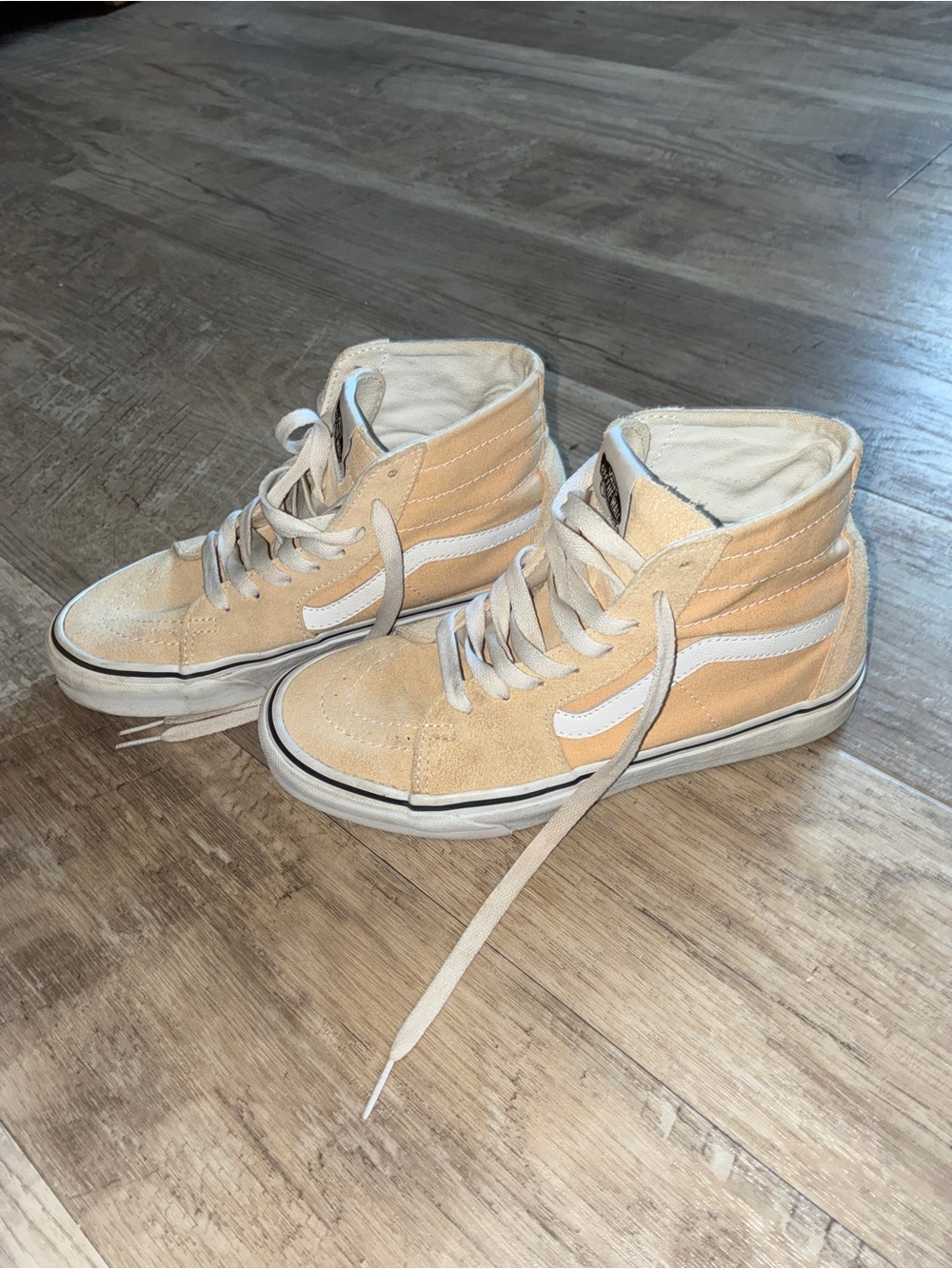 Vans high top pale yellow suede sneakers